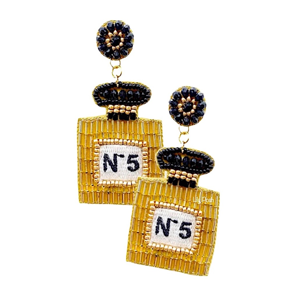 Beaded Perfume Bottle Earring
